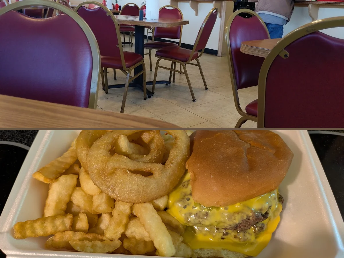 Classic diner counter with simple seating.